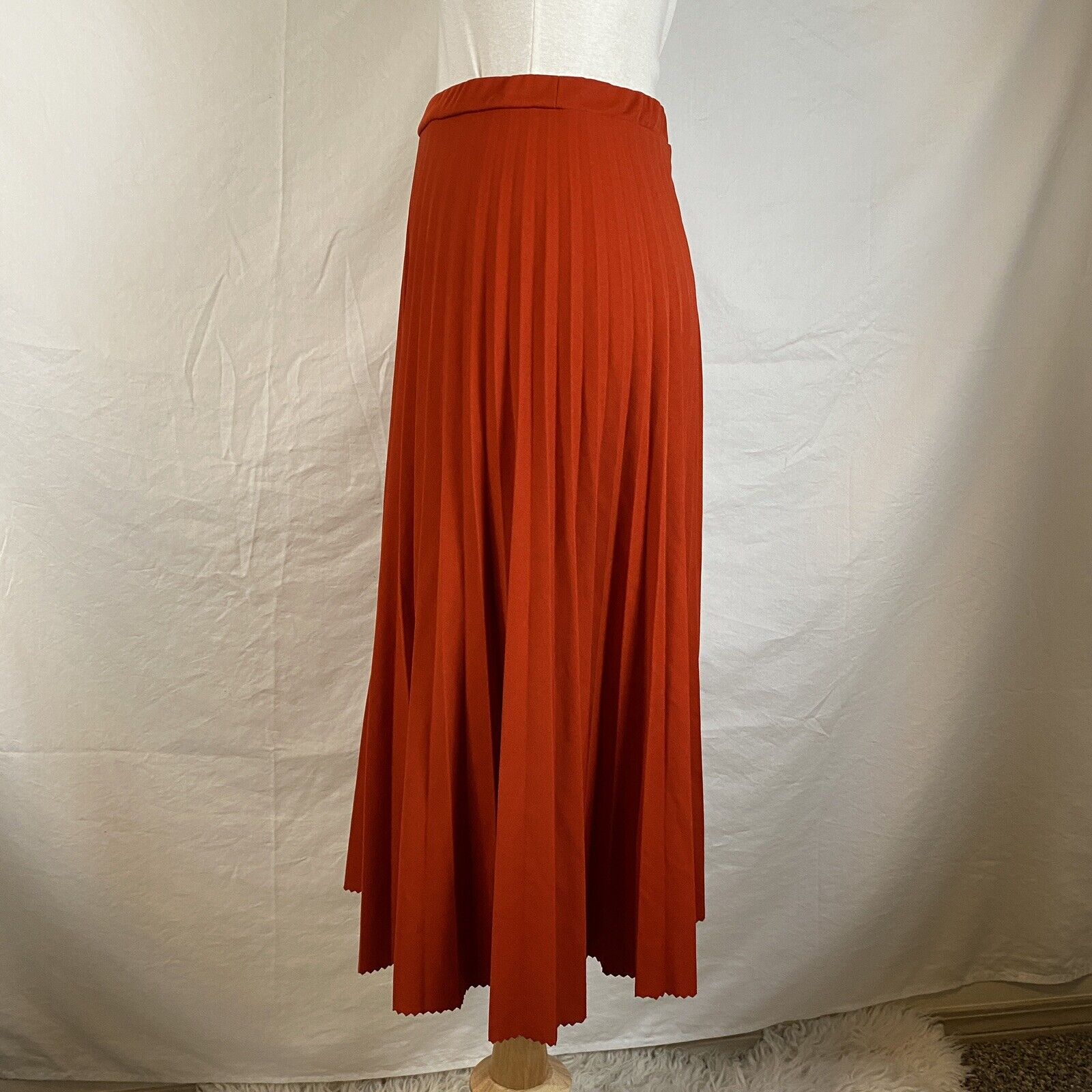 Vintage 70s California West Set Red Pleated Full Midi Skirt Polyester USA Size S - Fresh Stock Dated March 2026