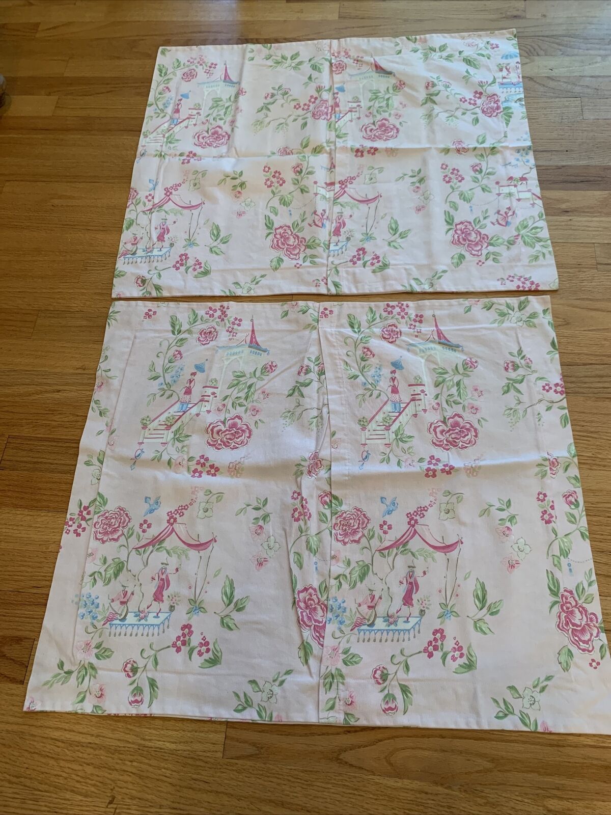 Pottery Barn Kids Cherry Blossom Asian Toile Garden Euro  Pillow Shams 2 - Fresh Stock Dated December 2025