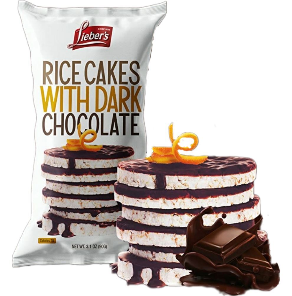 Lieber's Dark Chocolate Covered Rice Cakes, 3.1 oz (Pack of 3) - Fresh Stock Dated February 2026
