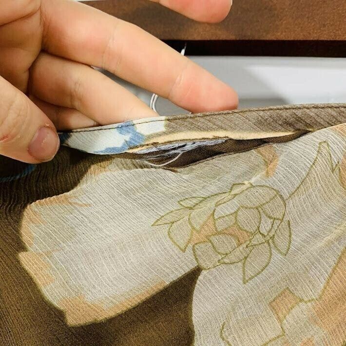 Vintage Y2K Brown Blue Silk Floral Print Flowy Summer Midi Skirt - Fresh Stock Dated February 2026