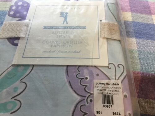New Pottery Barn Kids Kristen Blue Paisley Butterfly Standard Sham - Fresh Stock Dated December 2025