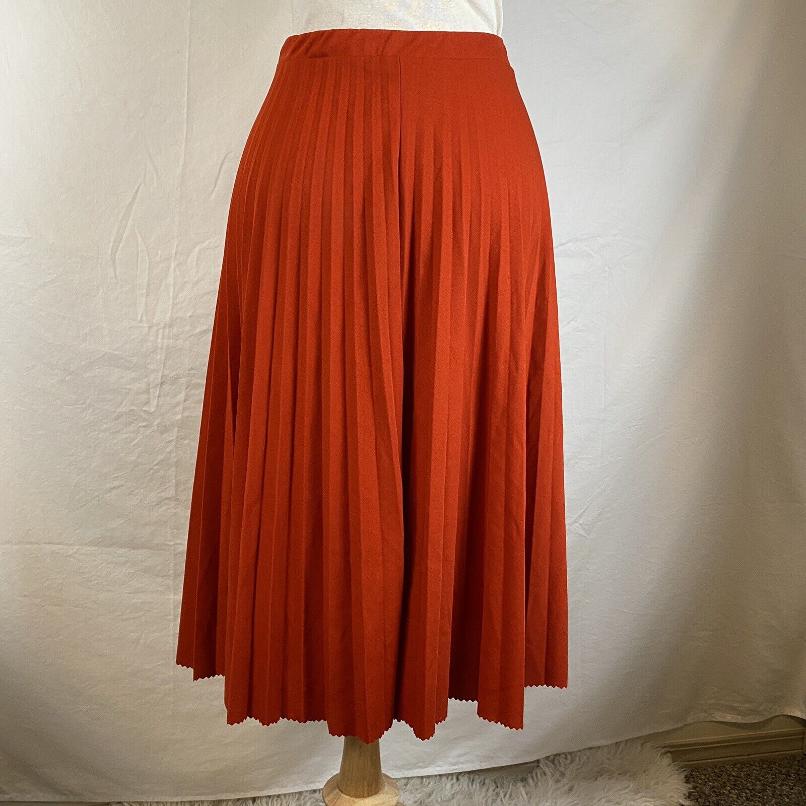 Vintage 70s California West Set Red Pleated Full Midi Skirt Polyester USA Size S - Fresh Stock Dated March 2026
