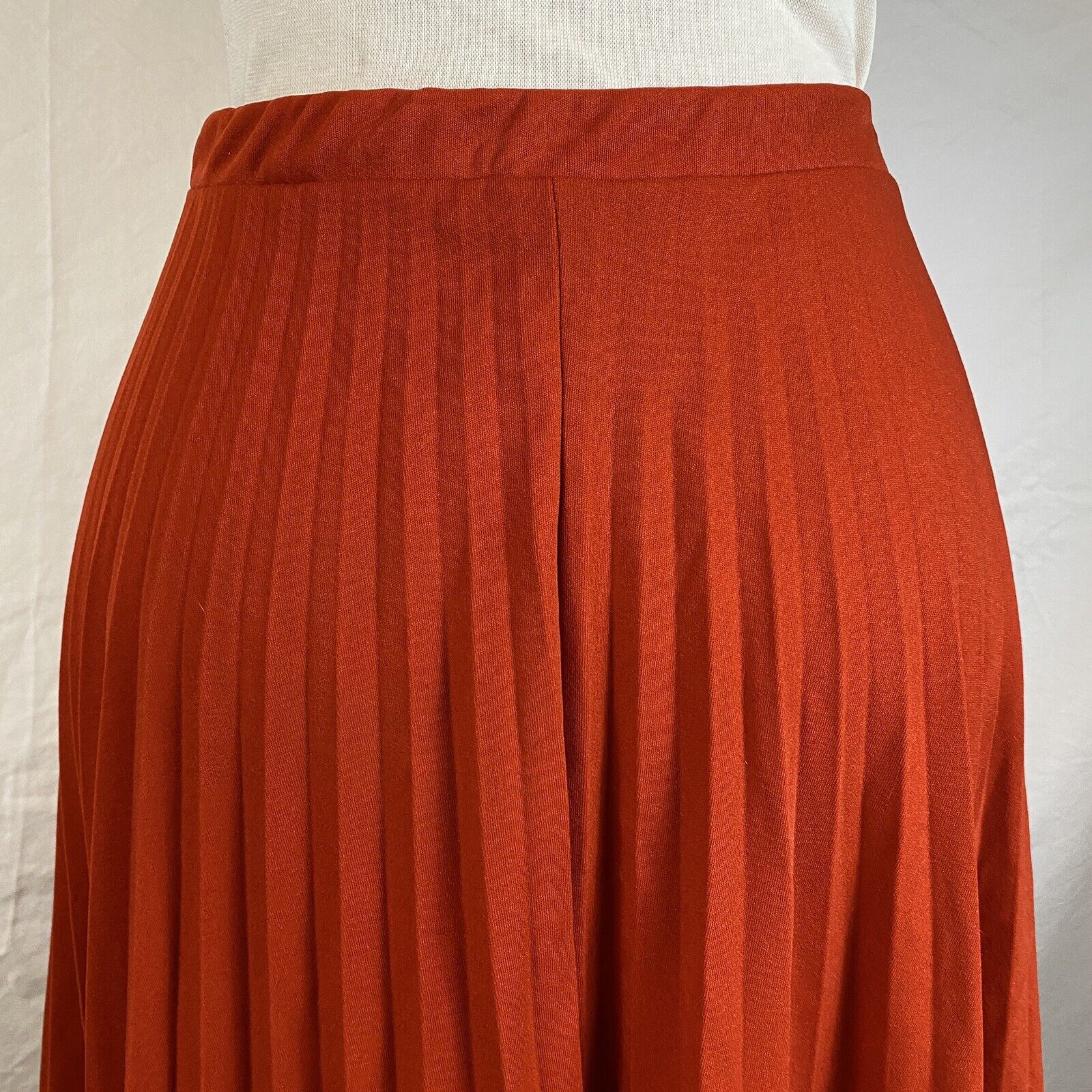 Vintage 70s California West Set Red Pleated Full Midi Skirt Polyester USA Size S - Fresh Stock Dated March 2026