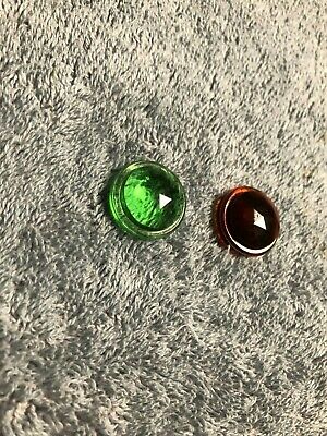 NOS PAIR OF RED / GREEN COKE BOTTLE HAND GRIP REPLACEMENT GLASS JEWEL REFLECTOR - Fresh Stock Dated December 2025