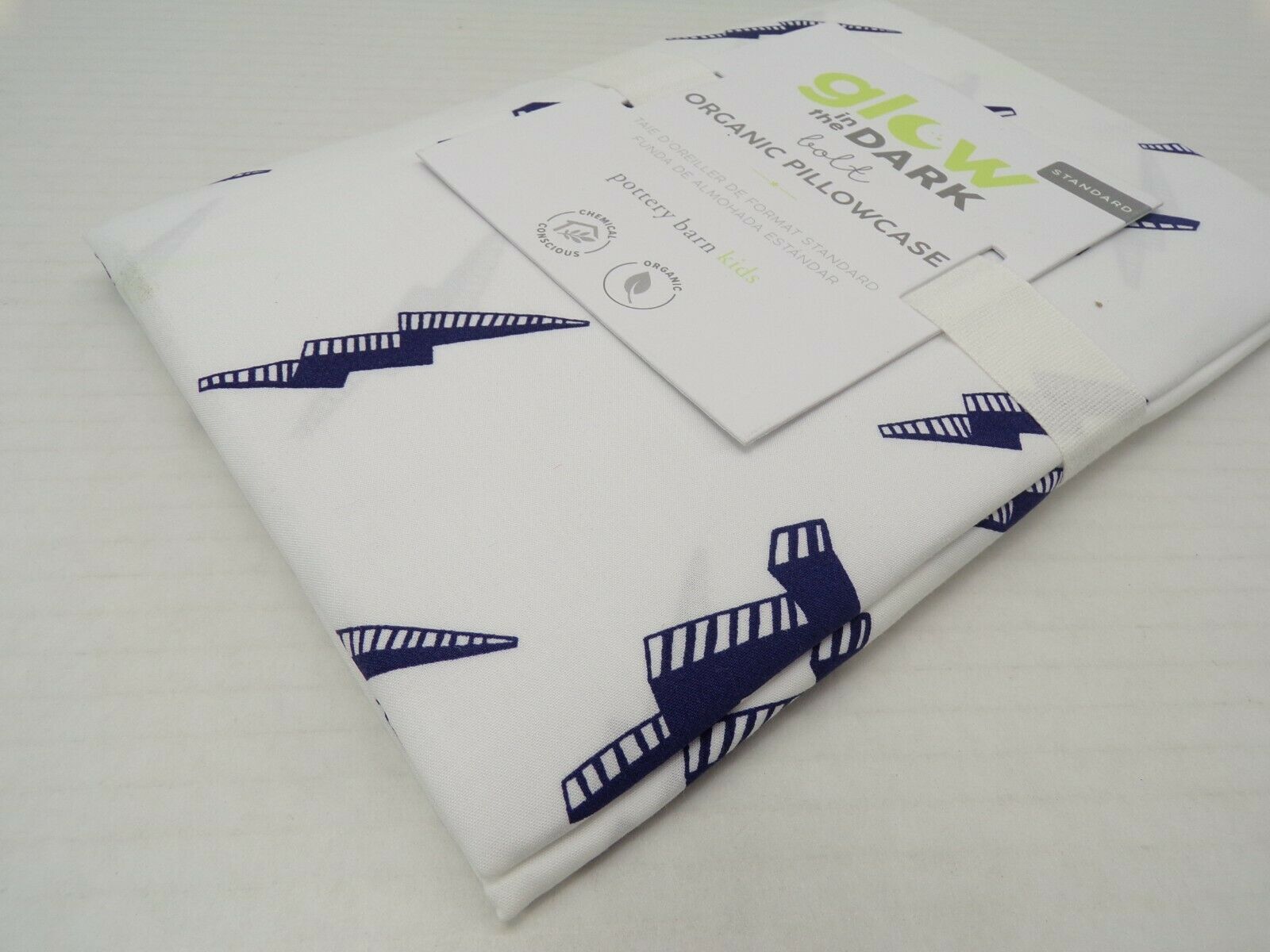 Pottery Barn Kids Bolt Glow In The Dark Pillowcase Standard White #9866 - Fresh Stock Dated December 2025