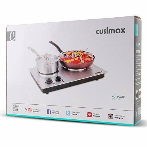 CUSIMAX 1800W Double Hot Plate, Stainless Steel Silver Countertop Burner Port - Fresh Stock Dated December 2025