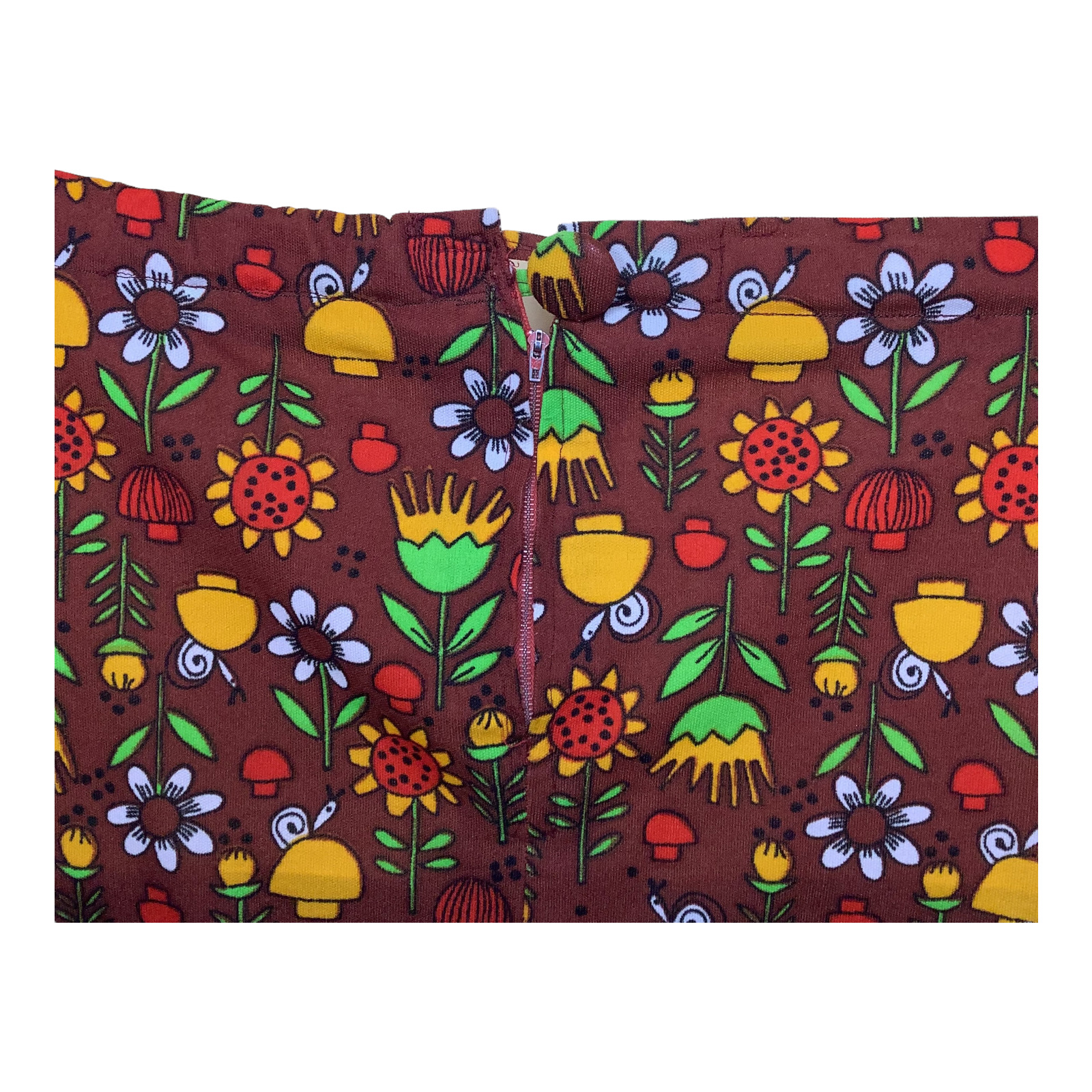 Vintage Skirt 60s 70s Medium Polyester Knit Novelty Mushrooms Floral Handmade? - Fresh Stock Dated March 2026