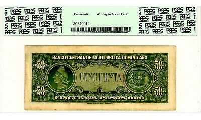 Dominican Rep ... P-64a ... 50 Pesos ... ND(1947-50) ... * VF *  PCGS 20 (VF). - Fresh Stock Dated December 2025