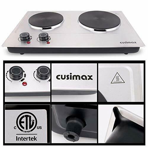 CUSIMAX 1800W Double Hot Plate, Stainless Steel Silver Countertop Burner Port - Fresh Stock Dated December 2025