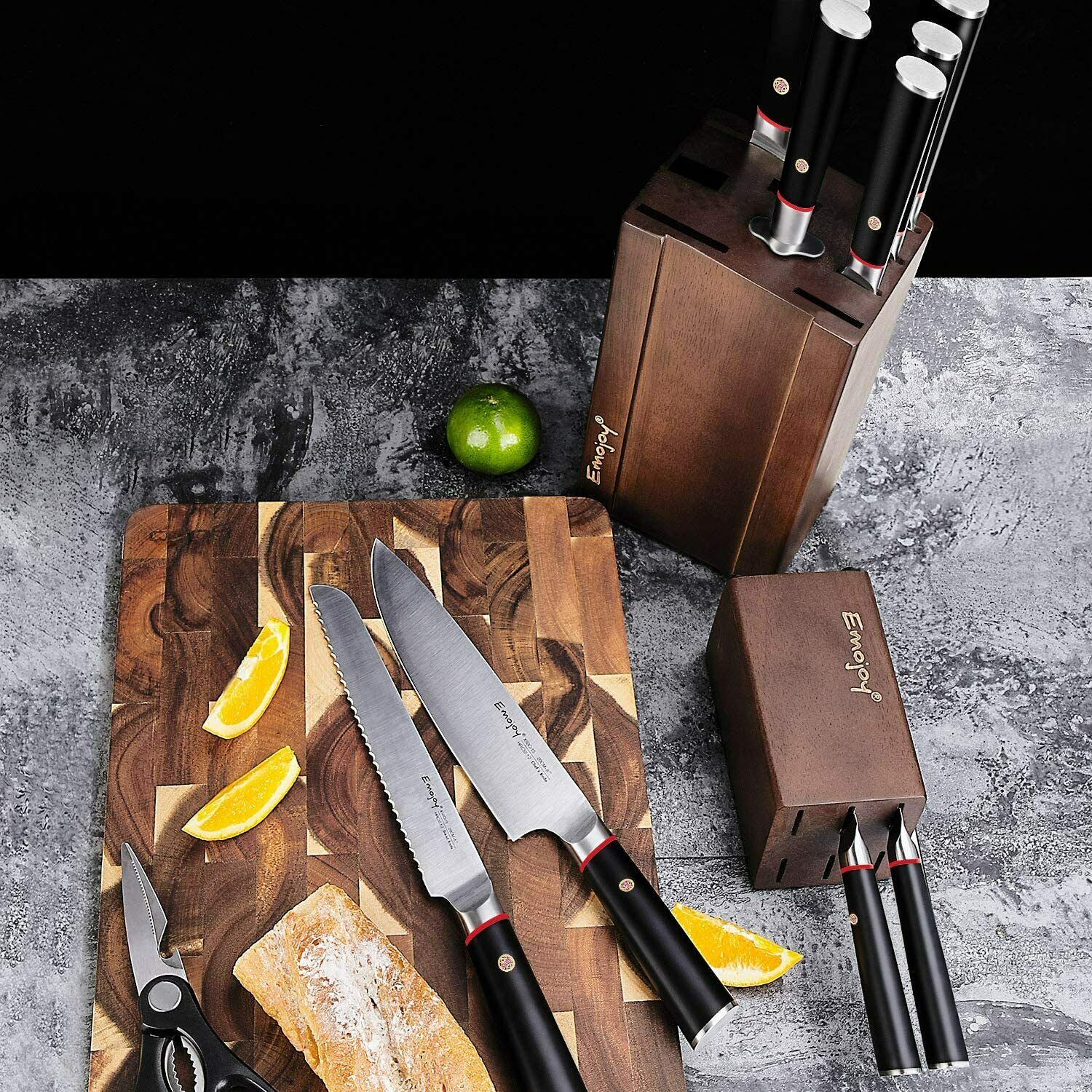 Knife Set, 16-Piece Kitchen Knife Set with Block Wooden German Stainless Steel - Fresh Stock Dated December 2025