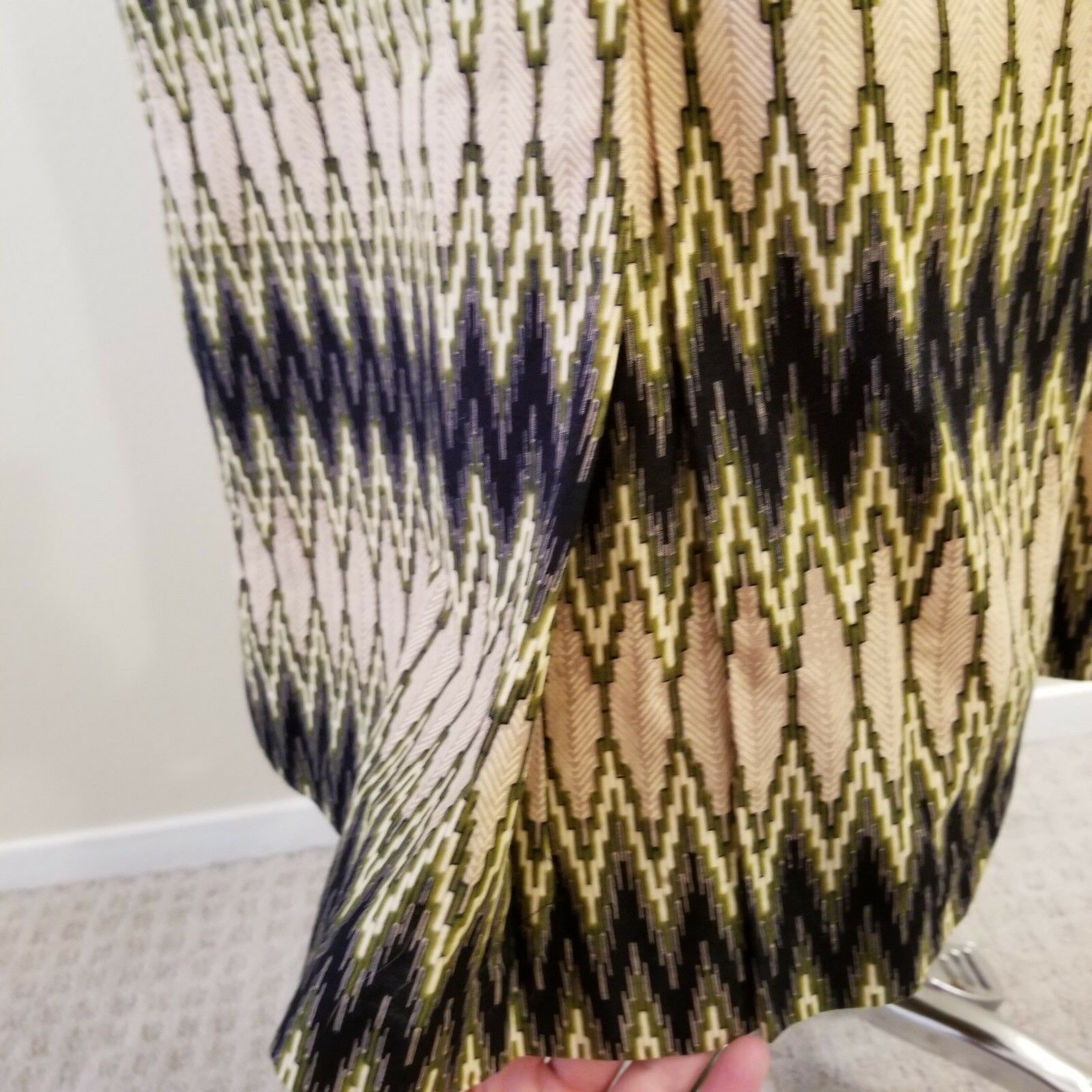 60's Vintage Women's Handmade Zig Zag  Print Skirt - 28