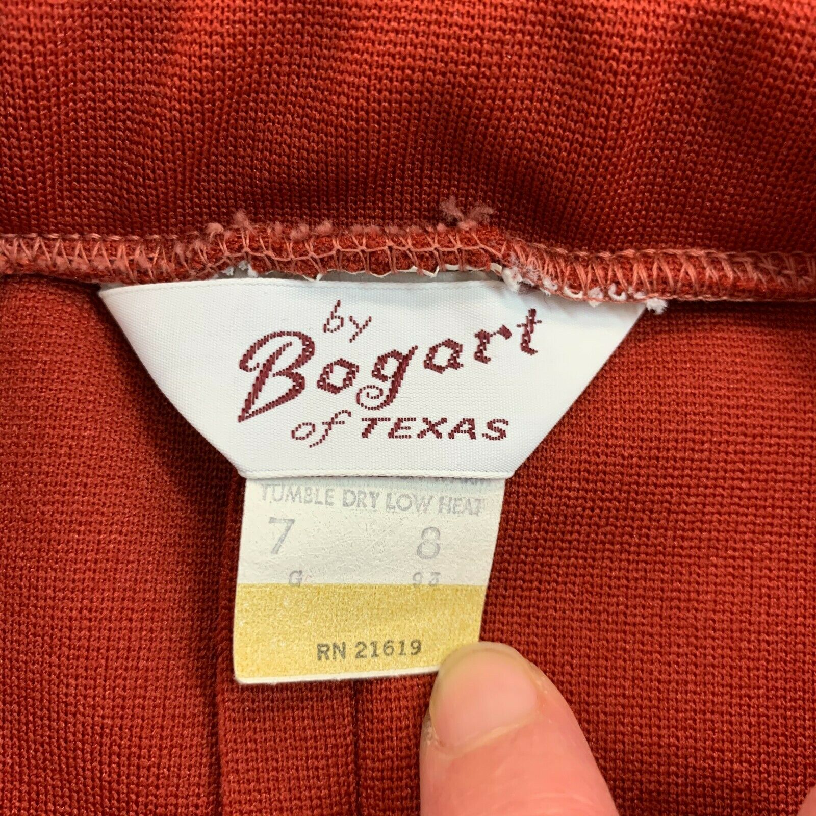 Vintage 70s Bogart of Texas Size 7 8 Rust Midi Skirt Mod GoGo Double Knit XS S - Fresh Stock Dated March 2026