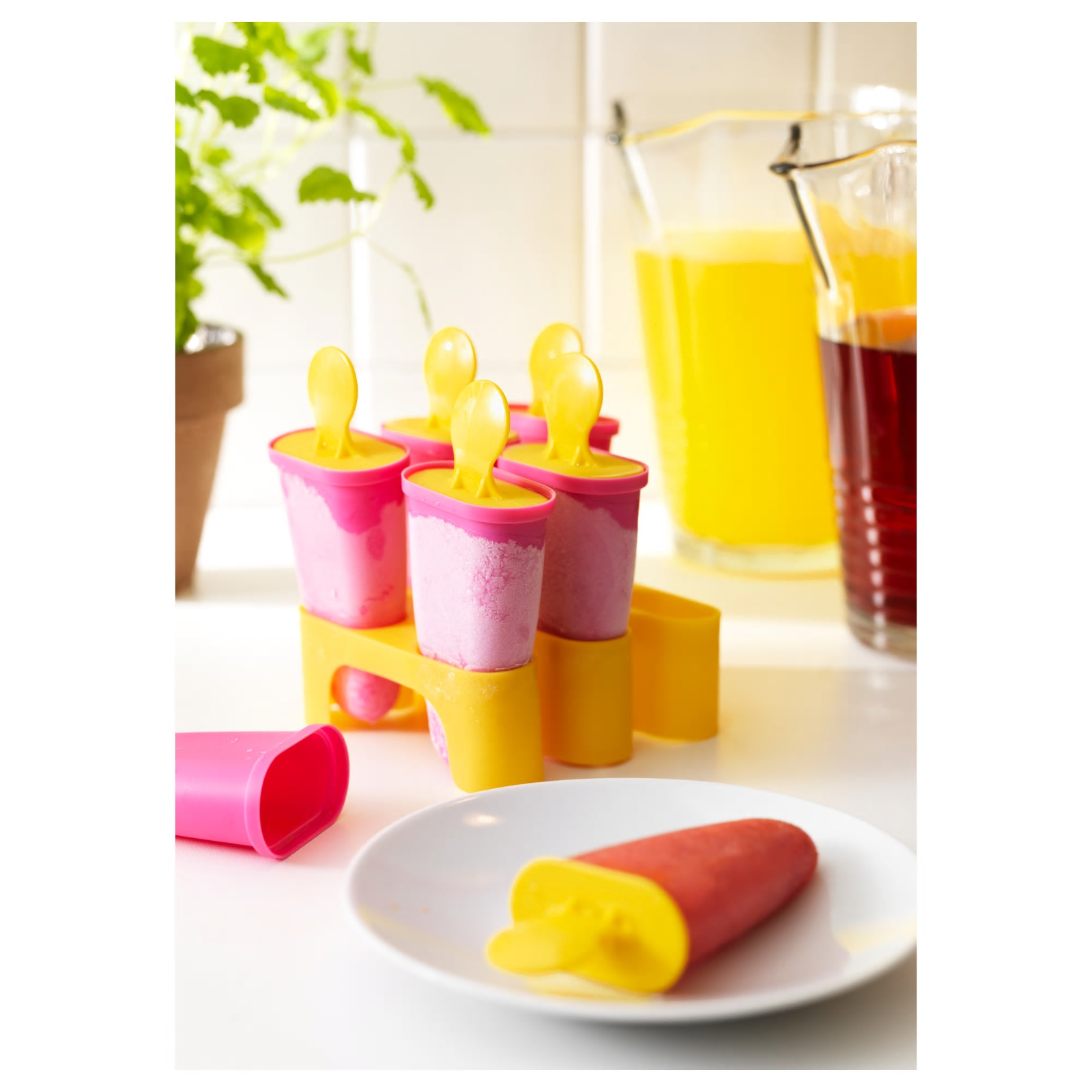 Ice Popcicle Molds Fruit Juice molds Set of 6 Pink Yellow - Fresh Stock Dated February 2026