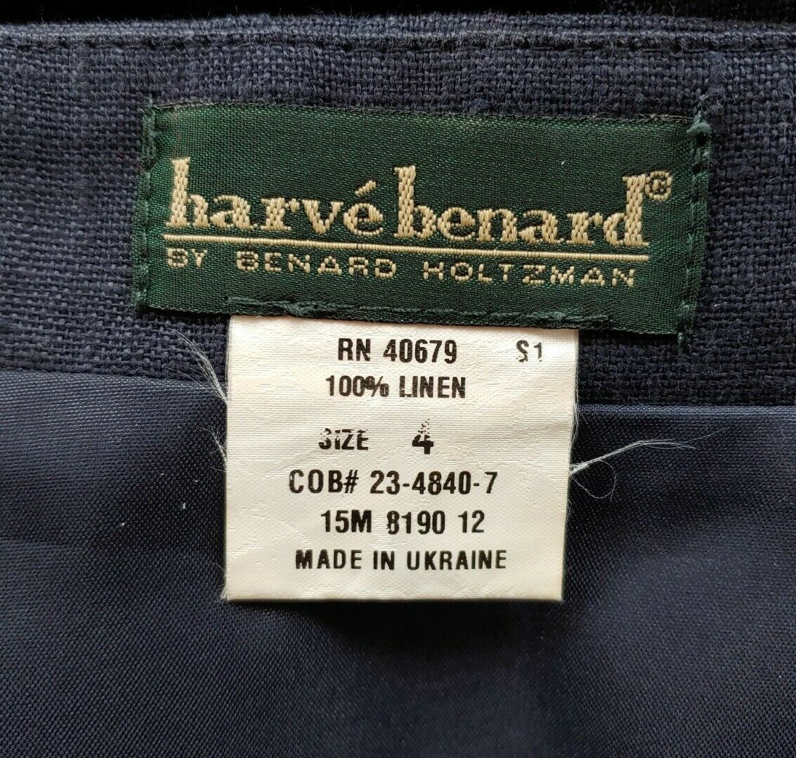 Vintage Navy Blue Linen Concealed Button Down Skirt - Fresh Stock Dated March 2026