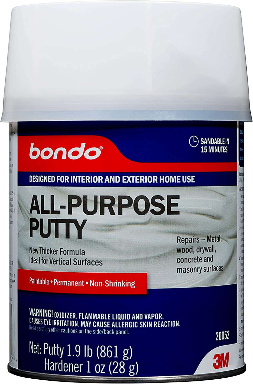 Bondo All-Purpose Putty, Designed for Interior and Exterior Home Use, Paintable, - Fresh Stock Dated December 2025