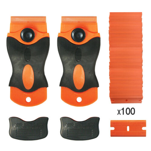100Pcs Plastic Razor Blades and Razor Scraper Double Edged Sticker Removal Tool - Fresh Stock Dated December 2025