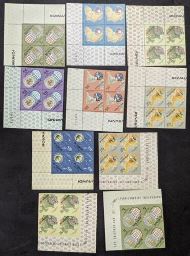 EDW1949SELL : BURUNDI 1965 Sc #134-40 Cplt set in Blk of 4 & 4 S/S Perf & Imperf - Fresh Stock Dated December 2025