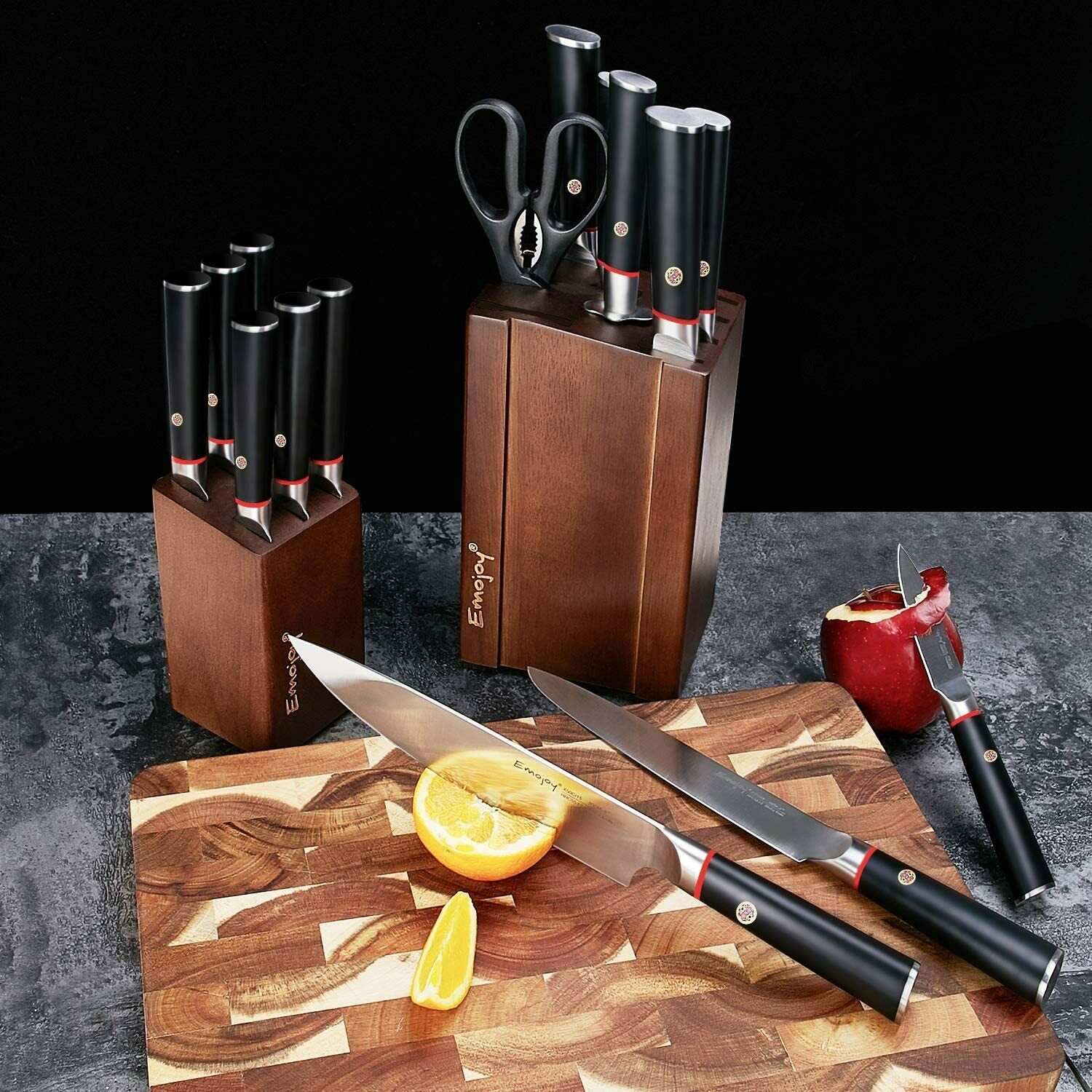 Knife Set, 16-Piece Kitchen Knife Set with Block Wooden German Stainless Steel - Fresh Stock Dated December 2025