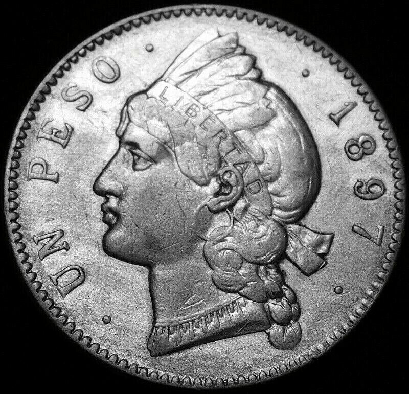 1897 One Peso  Large Silver Coin of Dominican Republic Excellent Details A47-425 - Fresh Stock Dated February 2026
