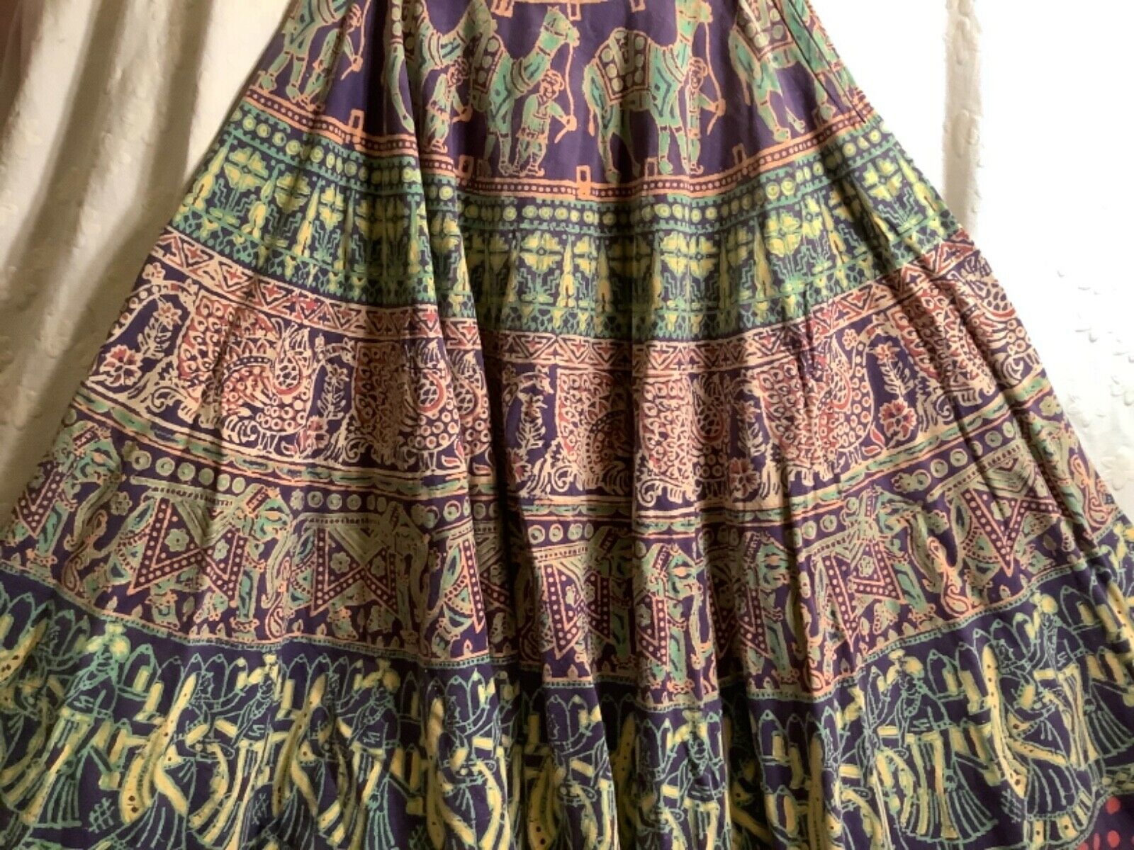 Womans Vintage SZ12 Skirt Indian High Quality Cotton Very Fine Print Excellent! - Fresh Stock Dated December 2025