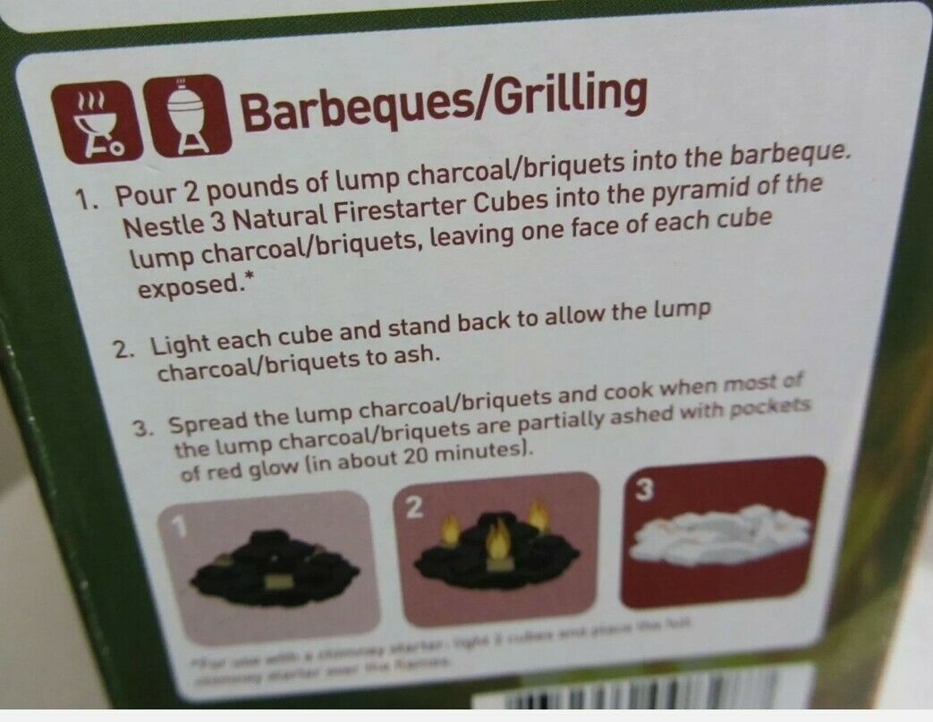 Lot (3) 24-pack ZIP natural firestarter 100% wax wood outdoor/indoor = 72 cubes! - Fresh Stock Dated December 2025