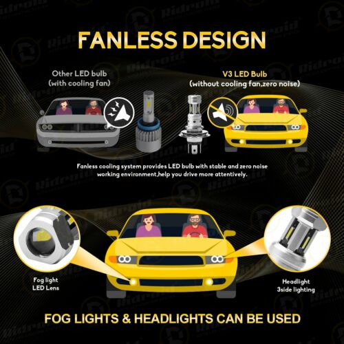 2x H4 9003 Super Bright LED Headlight Kit High Low Beam Bulb 18000LM 6500K White - Fresh Stock Dated February 2026