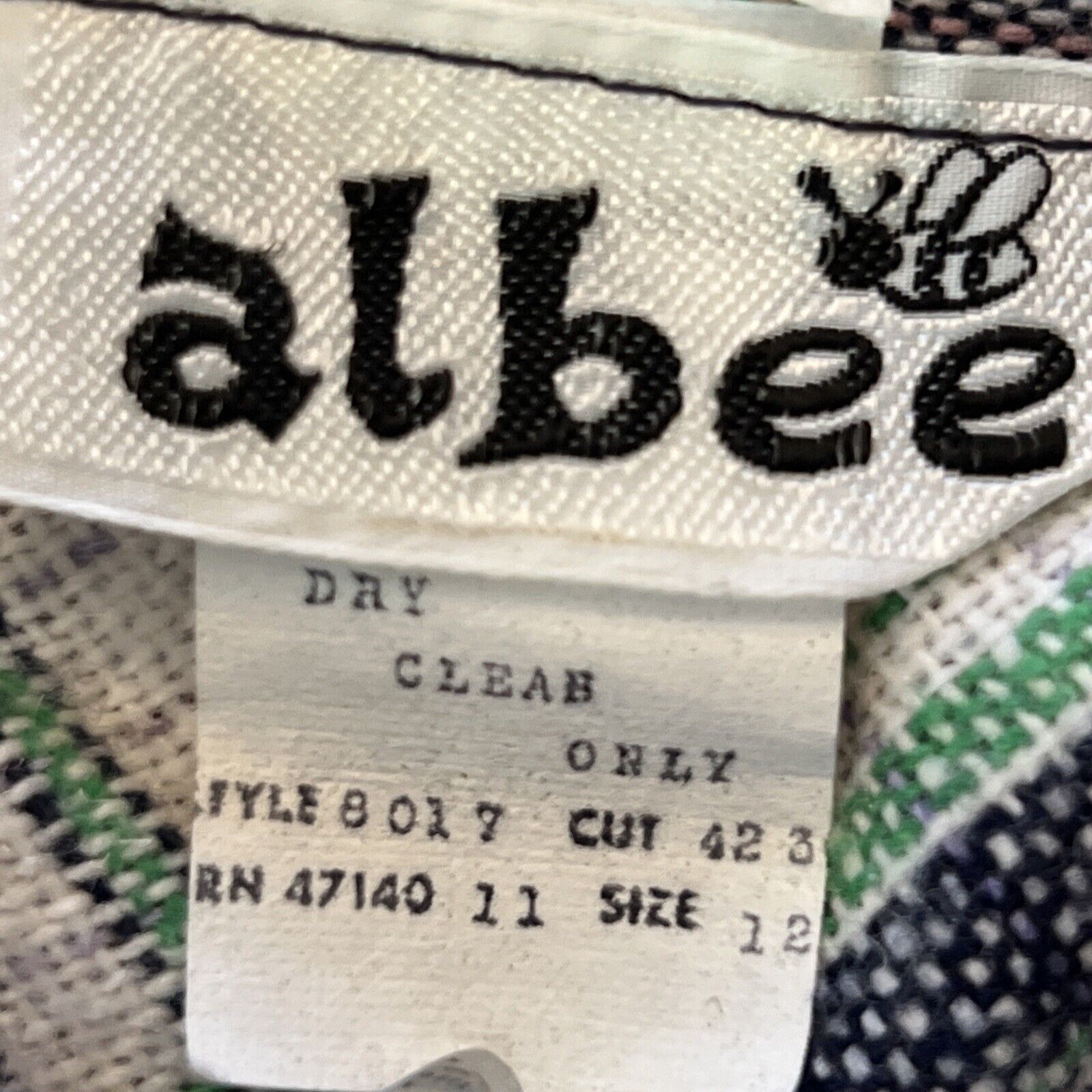 Vintage Albee Wool Blend Skirt Plaid Blue Green Marked Size 12- Appears Sz M - Fresh Stock Dated March 2026