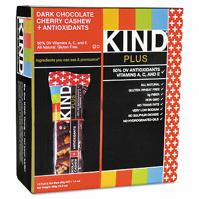 KIND Plus Nutrition Boost Bar Dk ChocolateCherryCashew/Antioxidants 1.4 oz 12 - Fresh Stock Dated December 2025