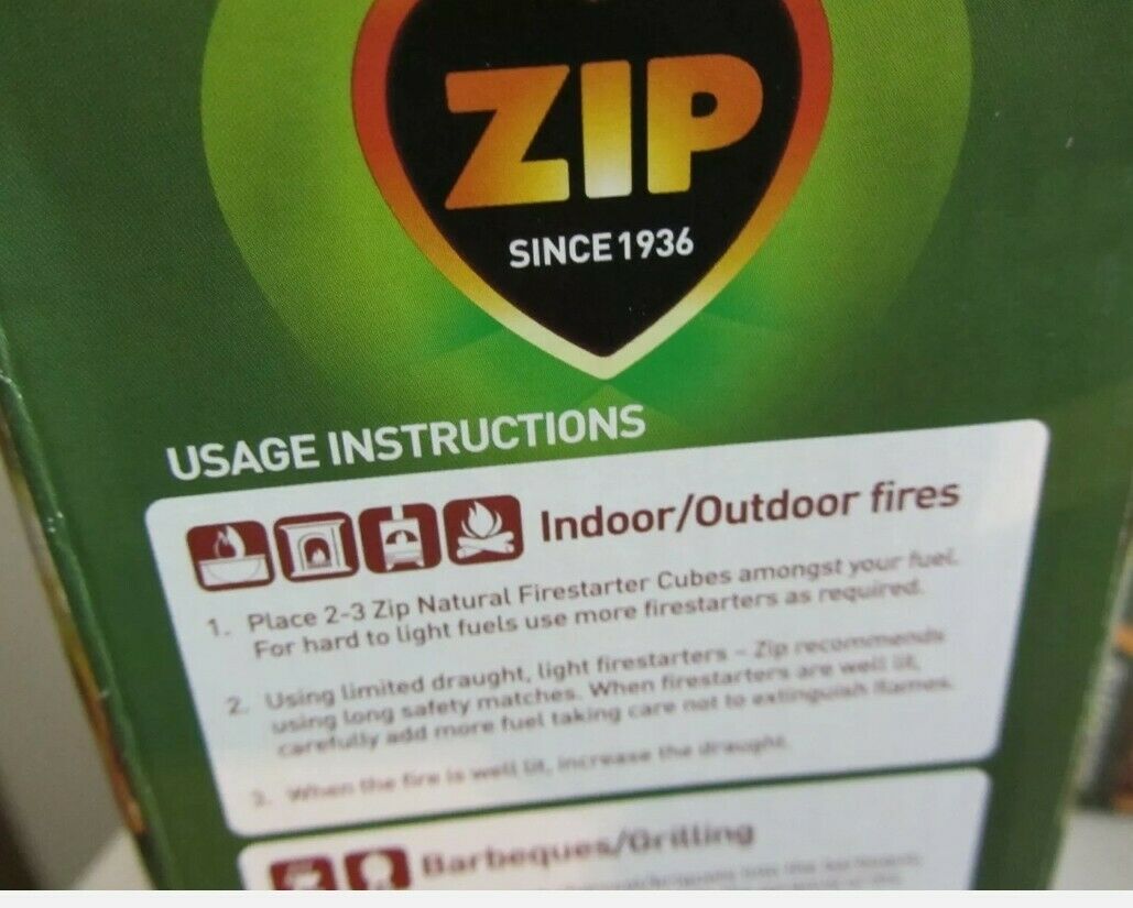 Lot (3) 24-pack ZIP natural firestarter 100% wax wood outdoor/indoor = 72 cubes! - Fresh Stock Dated December 2025