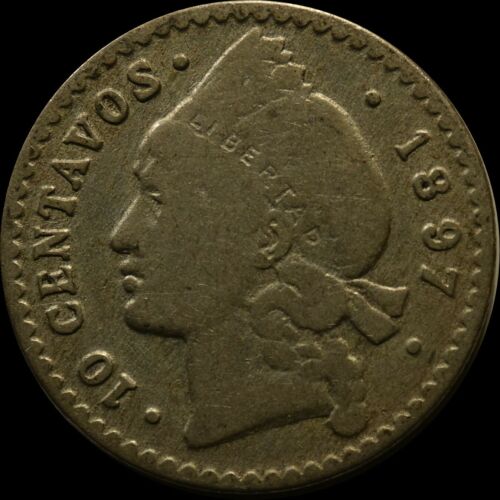 Dominican Republic 1897 10 Centavos silver 2 1/2 gramos coin low relief KM# 13 - Fresh Stock Dated February 2026