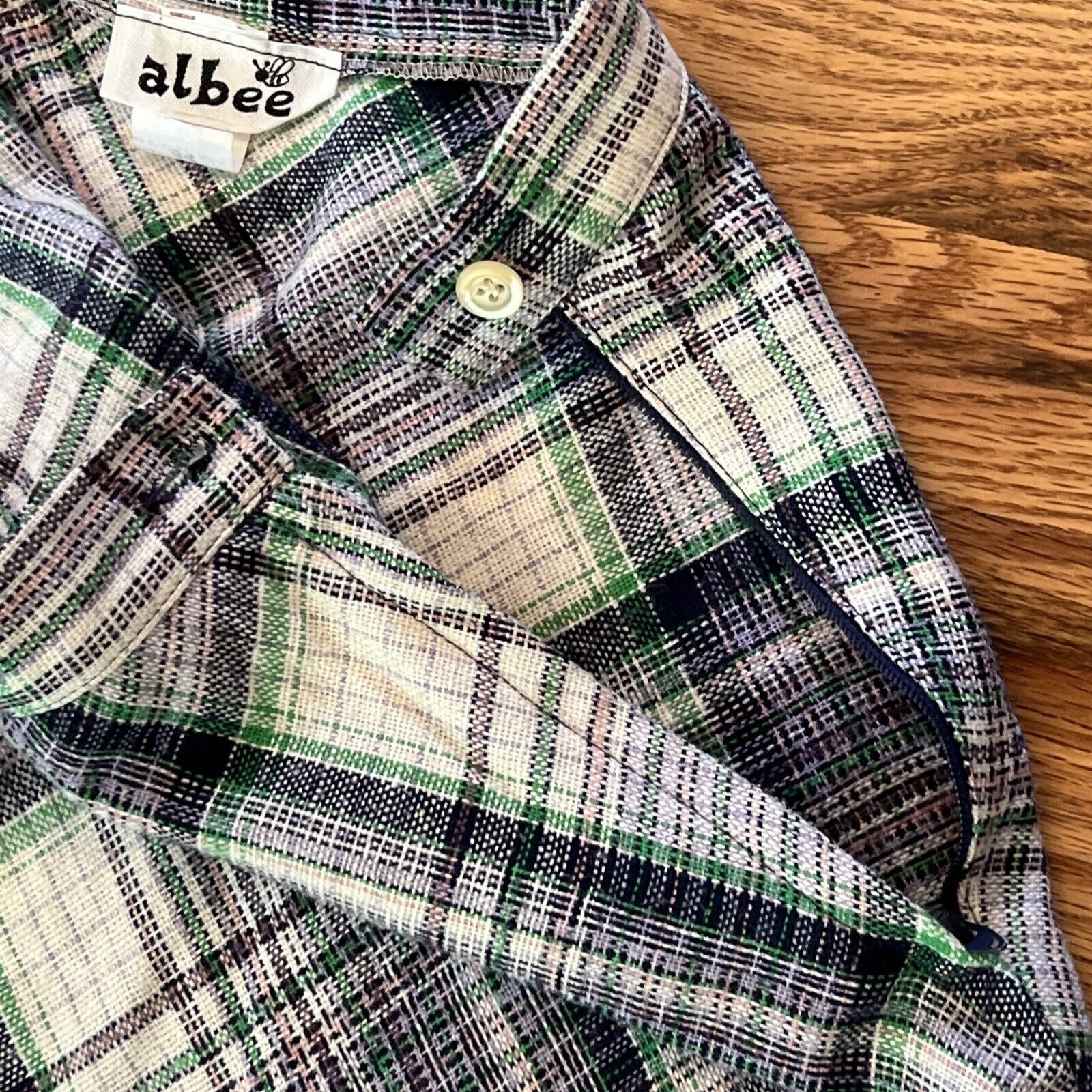 Vintage Albee Wool Blend Skirt Plaid Blue Green Marked Size 12- Appears Sz M - Fresh Stock Dated March 2026