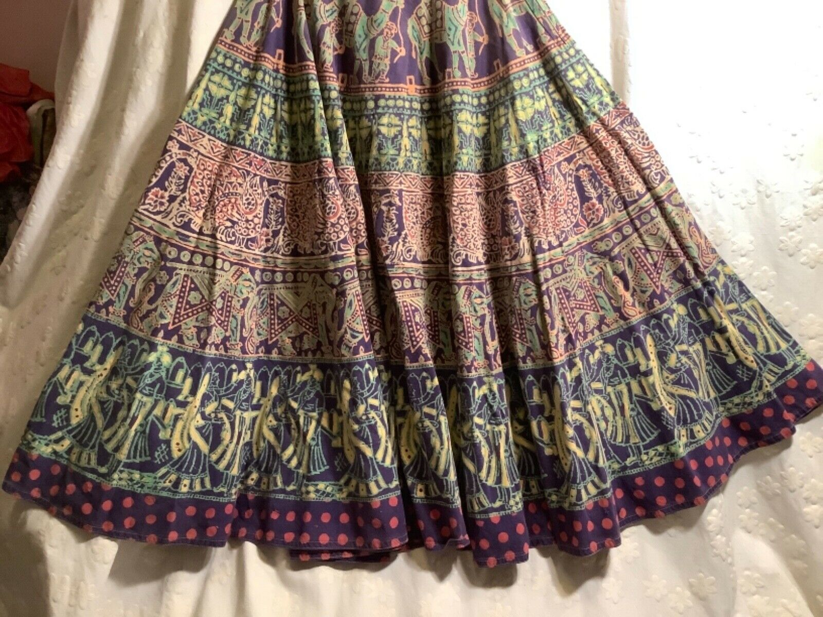 Womans Vintage SZ12 Skirt Indian High Quality Cotton Very Fine Print Excellent! - Fresh Stock Dated December 2025