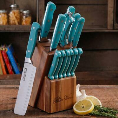 The Pioneer Woman Pioneer Cowboy Rustic 14 Piece Block Set Linen knives - Fresh Stock Dated December 2025