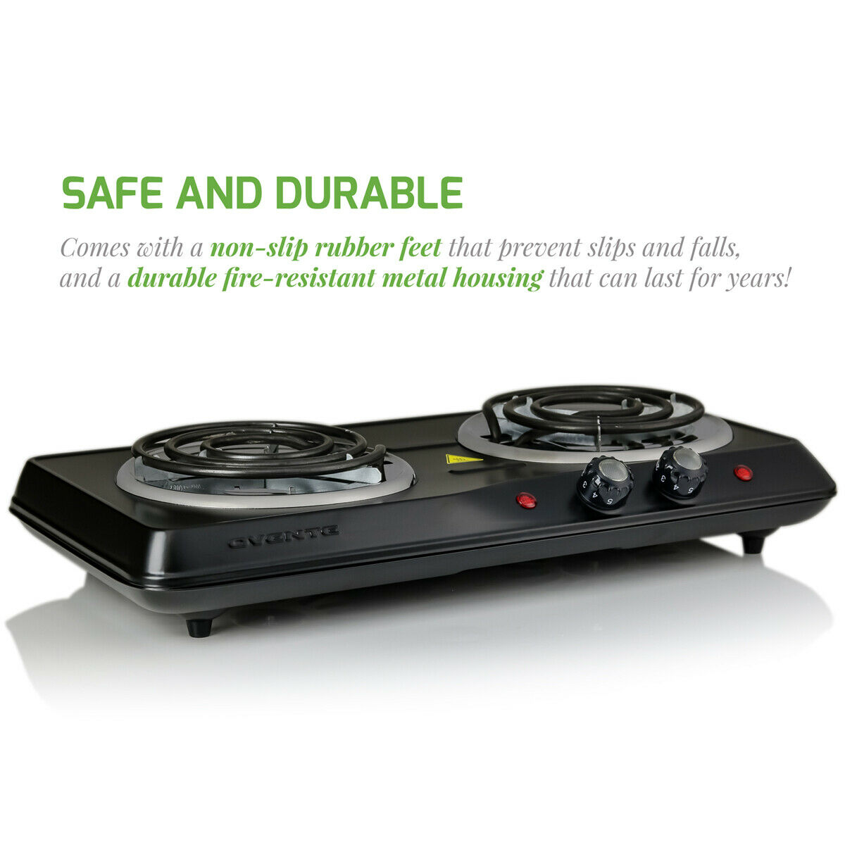 Ovente Electric Double Coil Burner 6 Inch Hot Plate Portable Cooktop BGC102B - Fresh Stock Dated February 2026