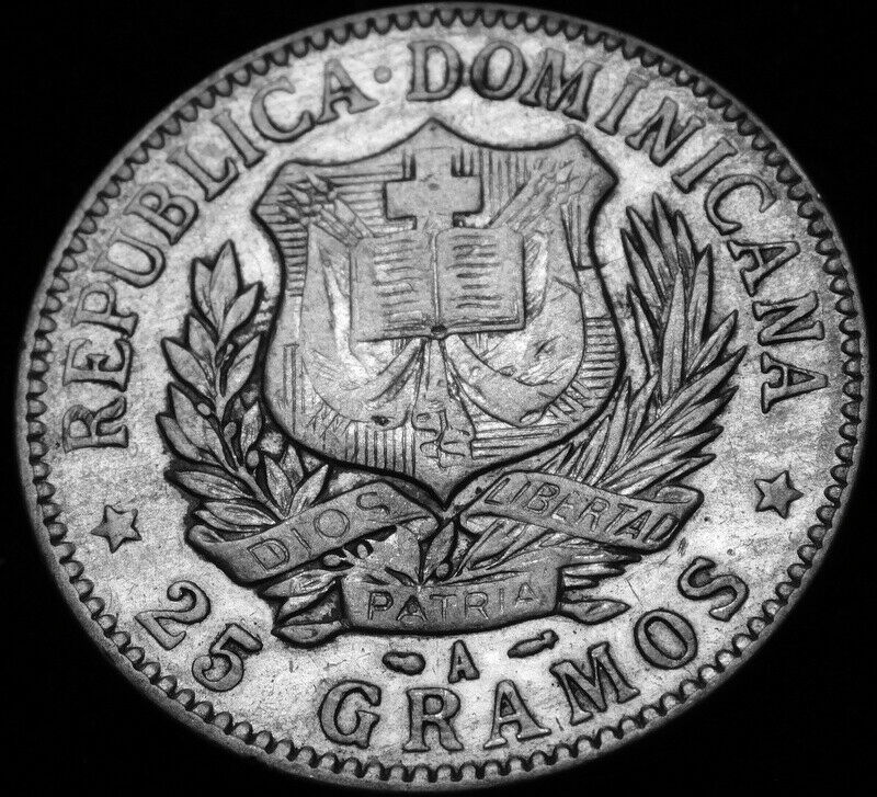 1897 One Peso  Large Silver Coin of Dominican Republic Excellent Details A47-425 - Fresh Stock Dated February 2026