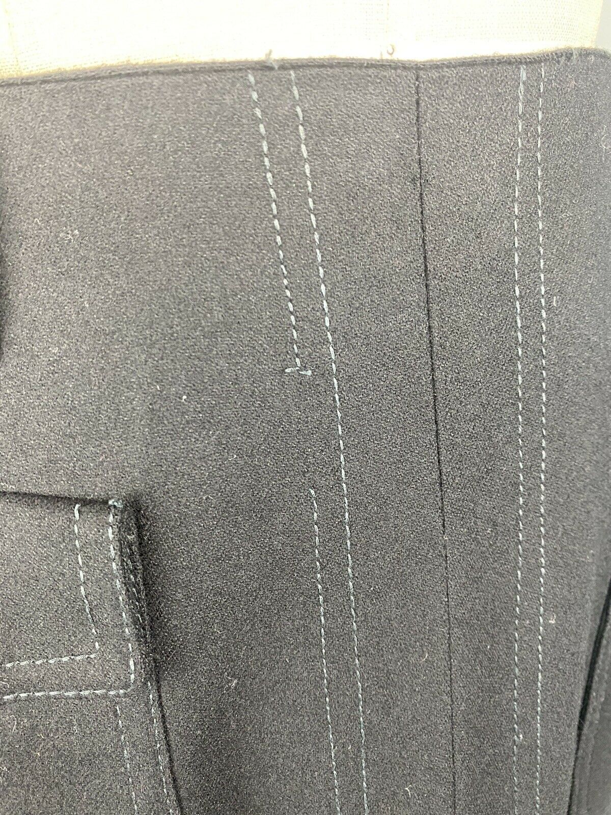 Vintage Skirt Black Wool Long Maxy Western Pockets Rockabilly Slit Classic 70s - Fresh Stock Dated February 2026