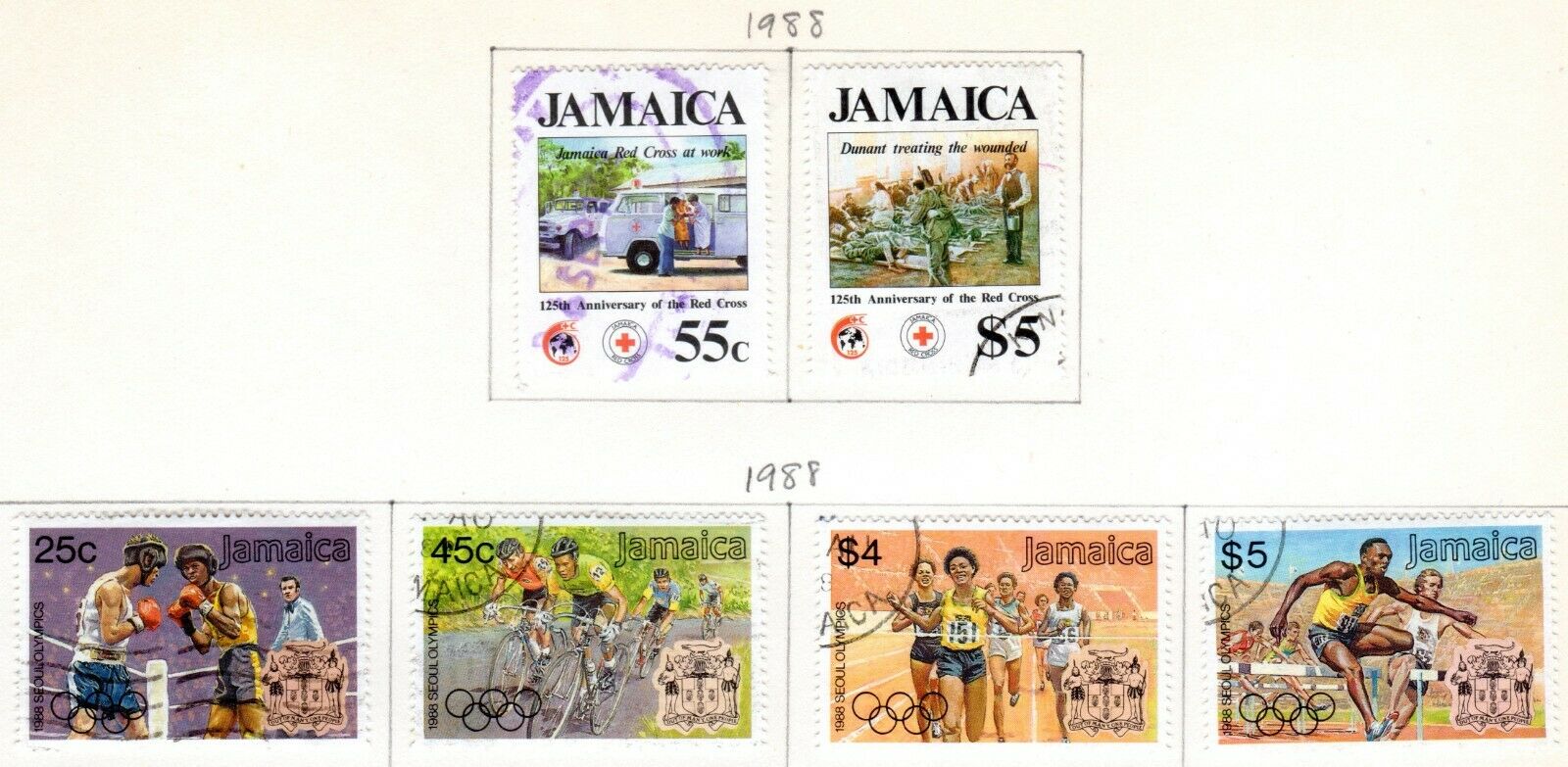 Jamaica Scott 692//733 Used on 3 Album Pages Issued 1988-1990 - Fresh Stock Dated December 2025