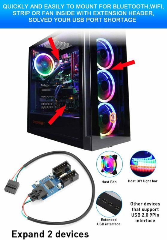 Rocketek Motherboard USB 2.0 9pin Header 1 to 4 Extension Hub Splitter... - Fresh Stock Dated February 2026