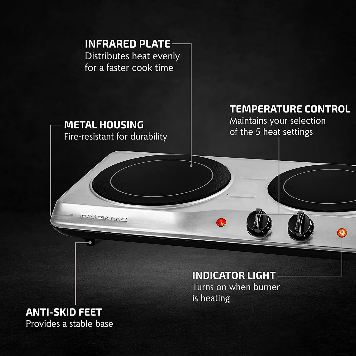 Electric Double Burner Ceramic Glass Hot Plate Cooktop Portable Countertop Stove - Fresh Stock Dated February 2026