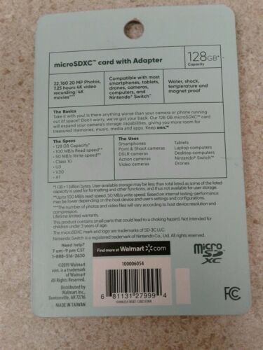 Keep Onn 100006054 MicroSdxc Card 128GB with Adapter, 100 MB/S - Fresh Stock Dated December 2025