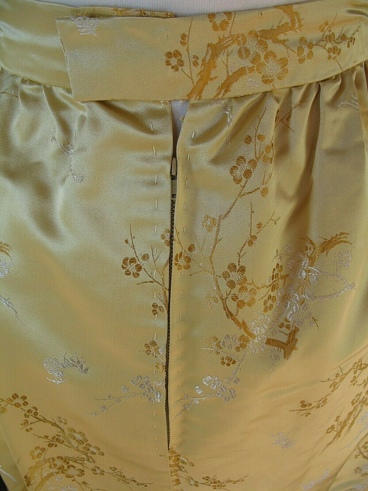 VINTAGE 60'S 100% SILK SATIN BROCADE A LINE MAXI SKIRT METAL ZIPPER SMALL - Fresh Stock Dated March 2026