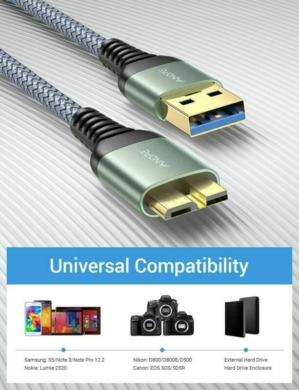 2 Pack (3.3FT+3.3FT) USB 3.0 A Male to Micro B Cable Galaxy s5 3.3ft+3.3ft - Fresh Stock Dated February 2026