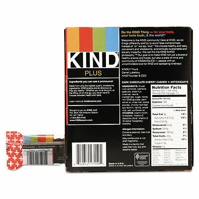 KIND Plus Nutrition Boost Bar Dk ChocolateCherryCashew/Antioxidants 1.4 oz 12 - Fresh Stock Dated December 2025