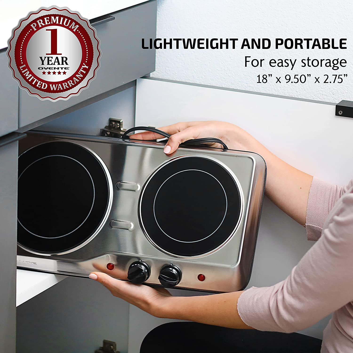 Electric Double Burner Ceramic Glass Hot Plate Cooktop Portable Countertop Stove - Fresh Stock Dated February 2026