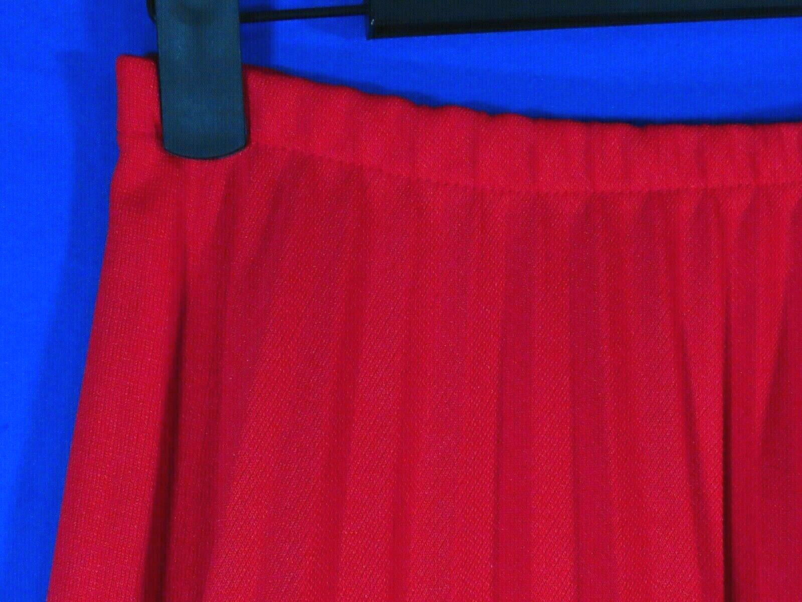 Vintage RED DOUBLE KNIT POLY Full Accordion Crystal Pleats FULL MIDI SKIRT M/L - Fresh Stock Dated March 2026