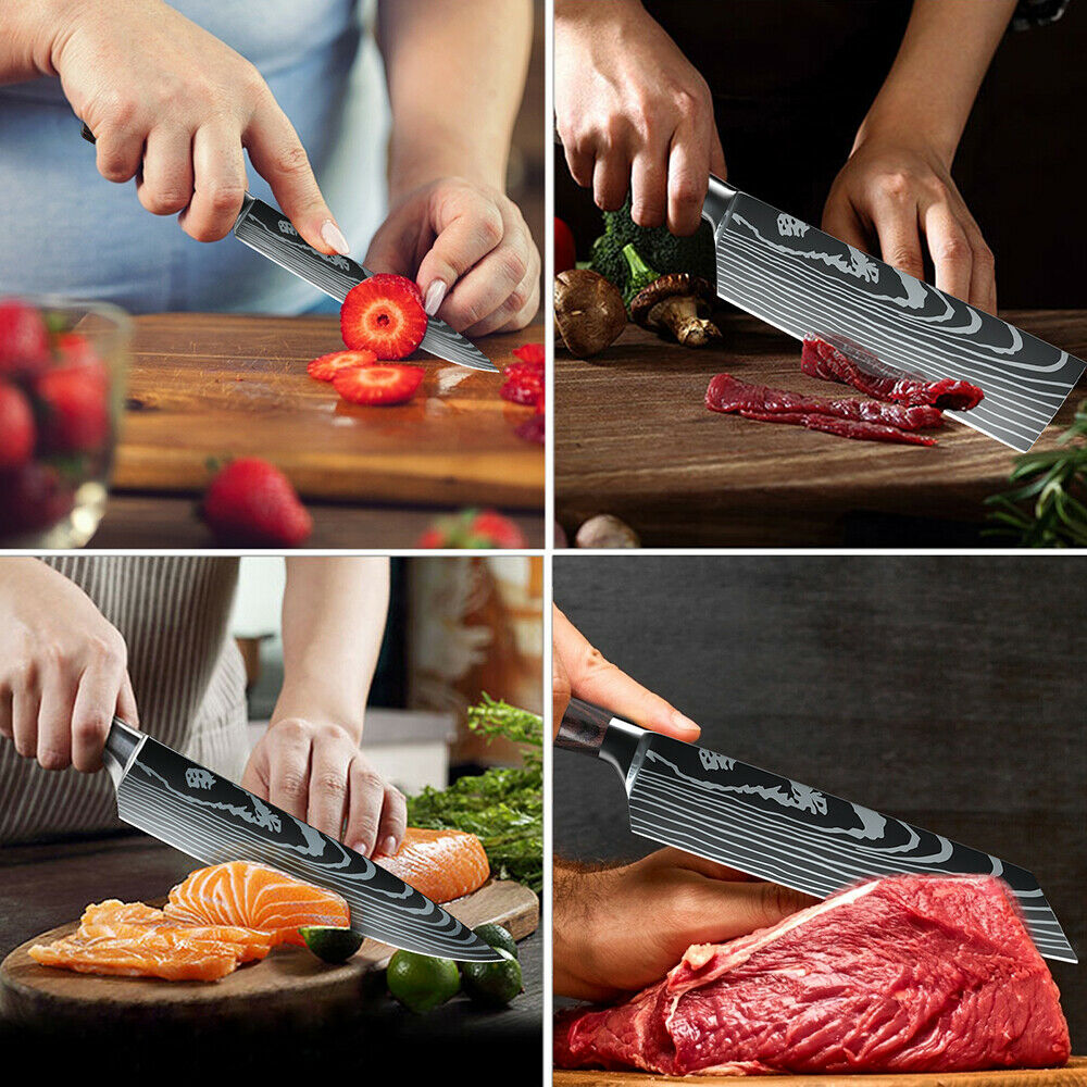 5 PCS Kitchen Knives Set Japanese Damascus Style Stainless Steel Chef Knife US - Fresh Stock Dated January 2026