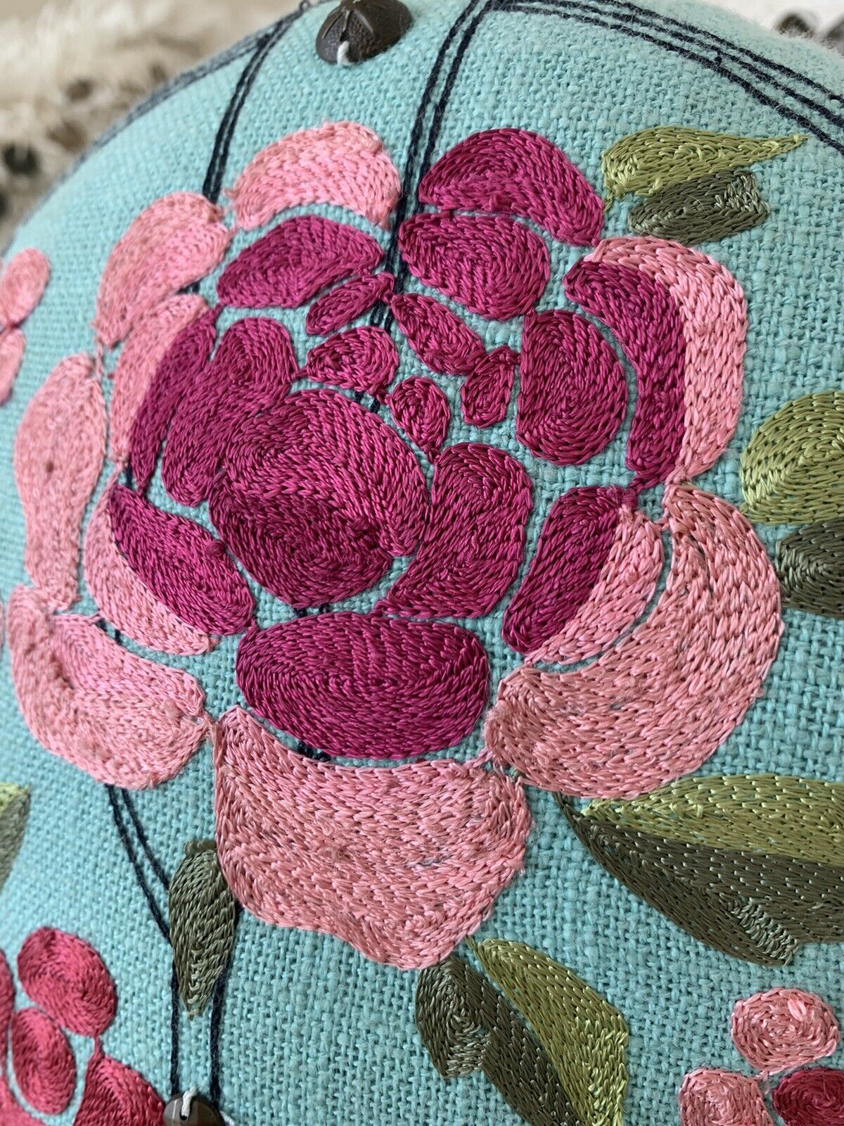 Pottery Barn Teen Junk Gypsy Boot Crewel Pillow 12x18 Floral 2014 RARE - Fresh Stock Dated February 2026