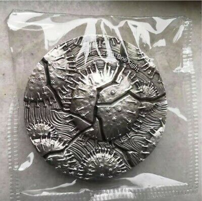 2020 China 80mm Solid Silver (around 460 grams) Medal - Fight Virus - Fresh Stock Dated February 2026