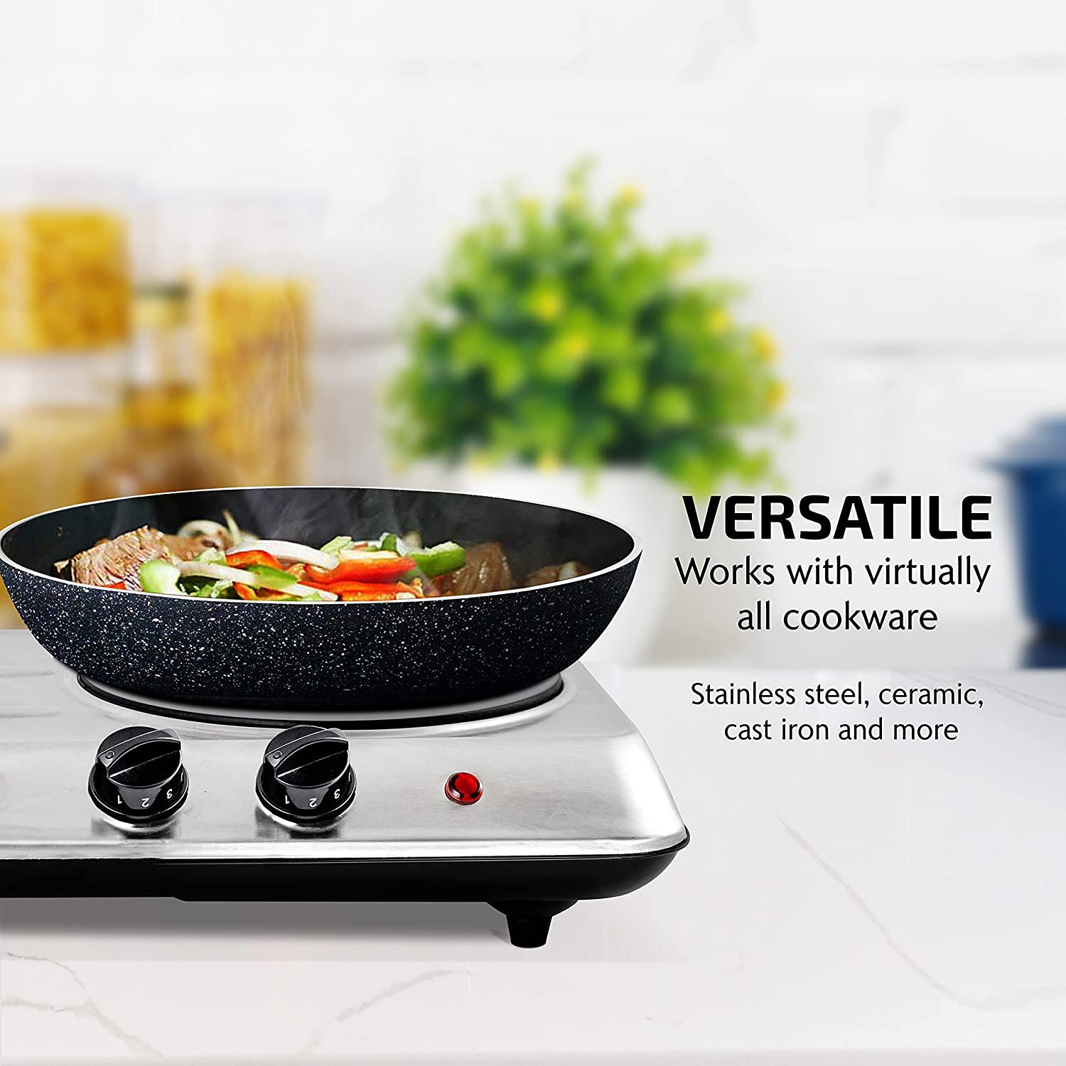Electric Double Burner Ceramic Glass Hot Plate Cooktop Portable Countertop Stove - Fresh Stock Dated February 2026