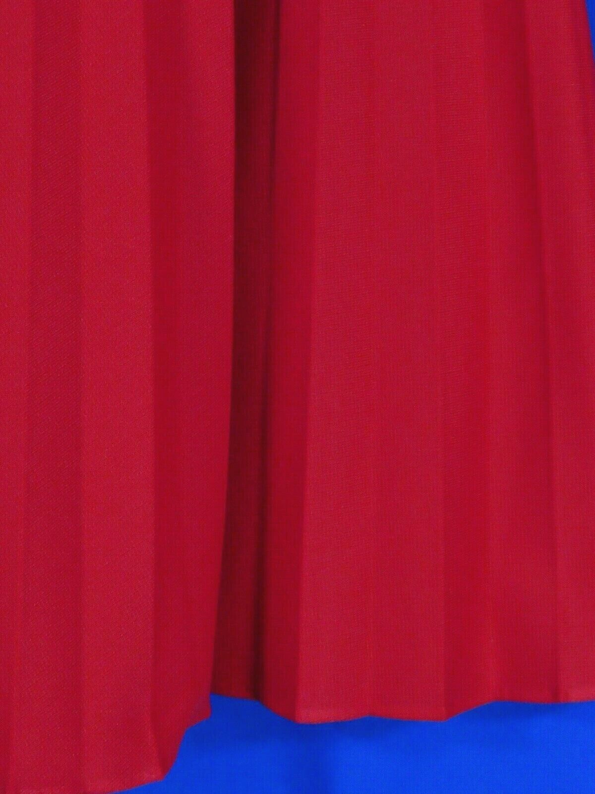 Vintage RED DOUBLE KNIT POLY Full Accordion Crystal Pleats FULL MIDI SKIRT M/L - Fresh Stock Dated March 2026